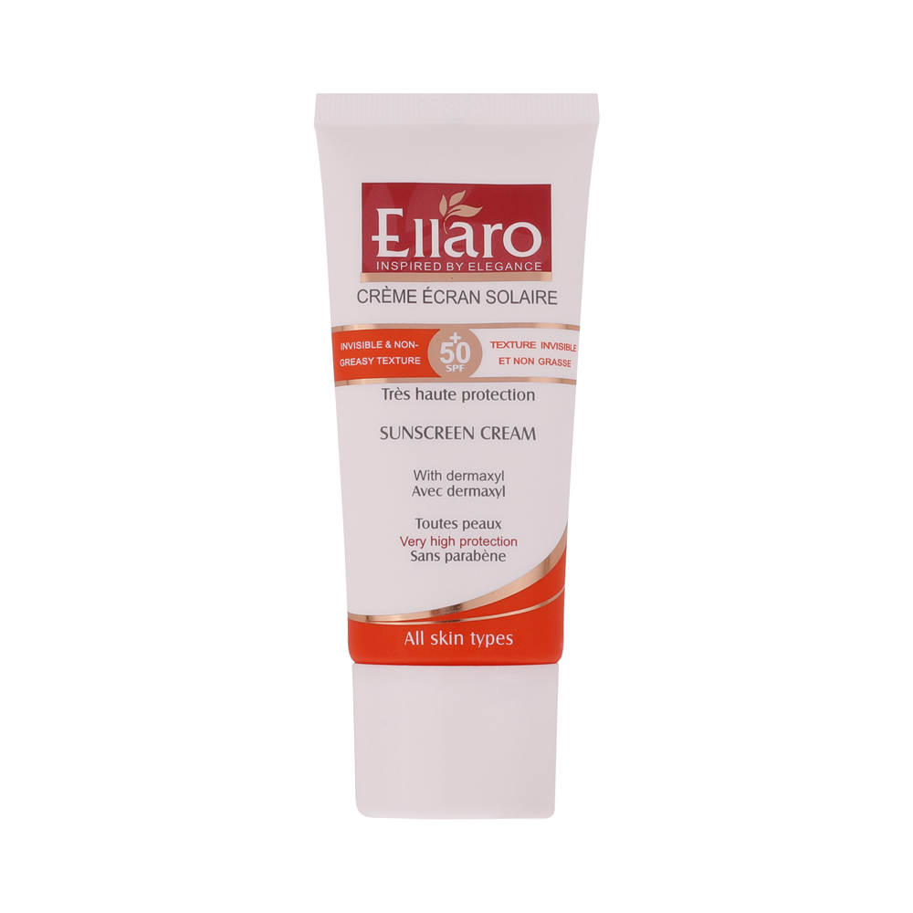 ضد-آفتاب-بی-رنگ-انواع-پوست کرم ضد آفتاب انواع پوست SPF 50 الارو ellaro - تصویر 1