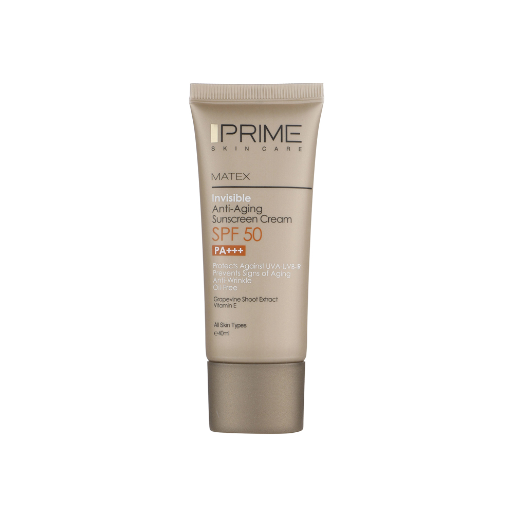 ماتکس-ضد-آفتاب-بی-رنگ کرم ضدآفتاب جوانکننده فاقد رنگ SPF 50 پرایم prime - تصویر 1
