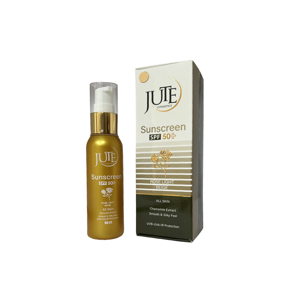 ضد-آفتاب-ژوت-انواع-پوست-بژ-روشن ضدآفتاب spf50 رنگ رز لایت بژ مناسب انواع پوست ژوت jute - تصویر 1