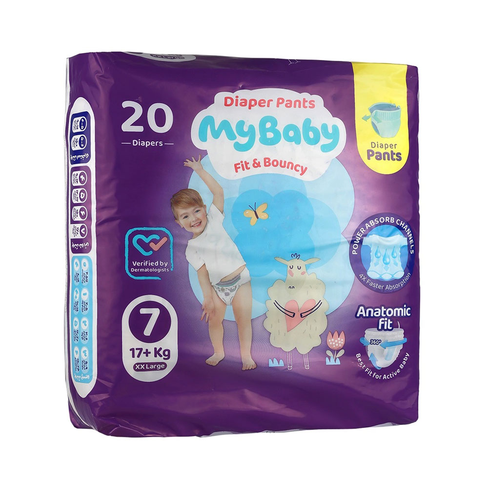 پوشک-شورتی-کانال-دار-خیلی-خیلی-بزرگ-سایز7 پوشک شورتی کانال دار خیلی بزرگ سایز 7 تعداد 20 عددی مای بی بی mybaby - تصویر 1